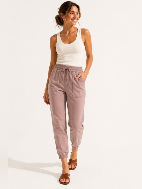 FRYE AND CO. Pants - Frye & Co. Dusty Mauve Utility Jogger Pants Small Cotton Stretch